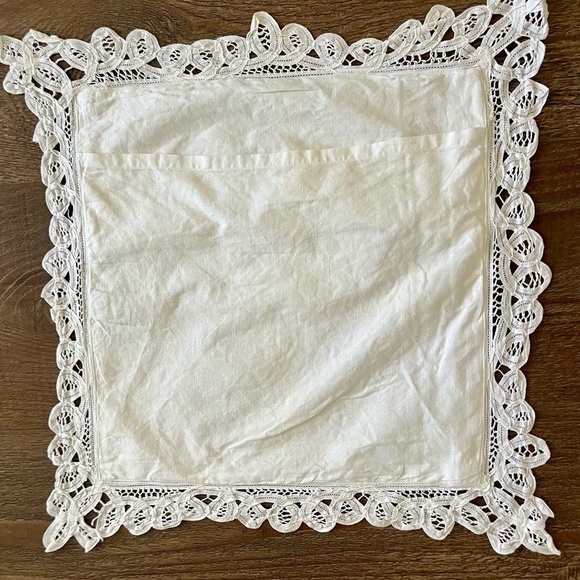 White Embroidered Throw Pillow 13/14 inches - Picture 10 of 11